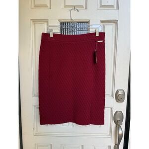 Michael Kors Cinnabar Red‎ Quilted Pencil Skirt Career Workwear Size Medium NWT